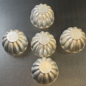 Vintage Jell-O Aluminum Gelatin Mold Set of 5 Silver Fluted Retro Kitchenware J4